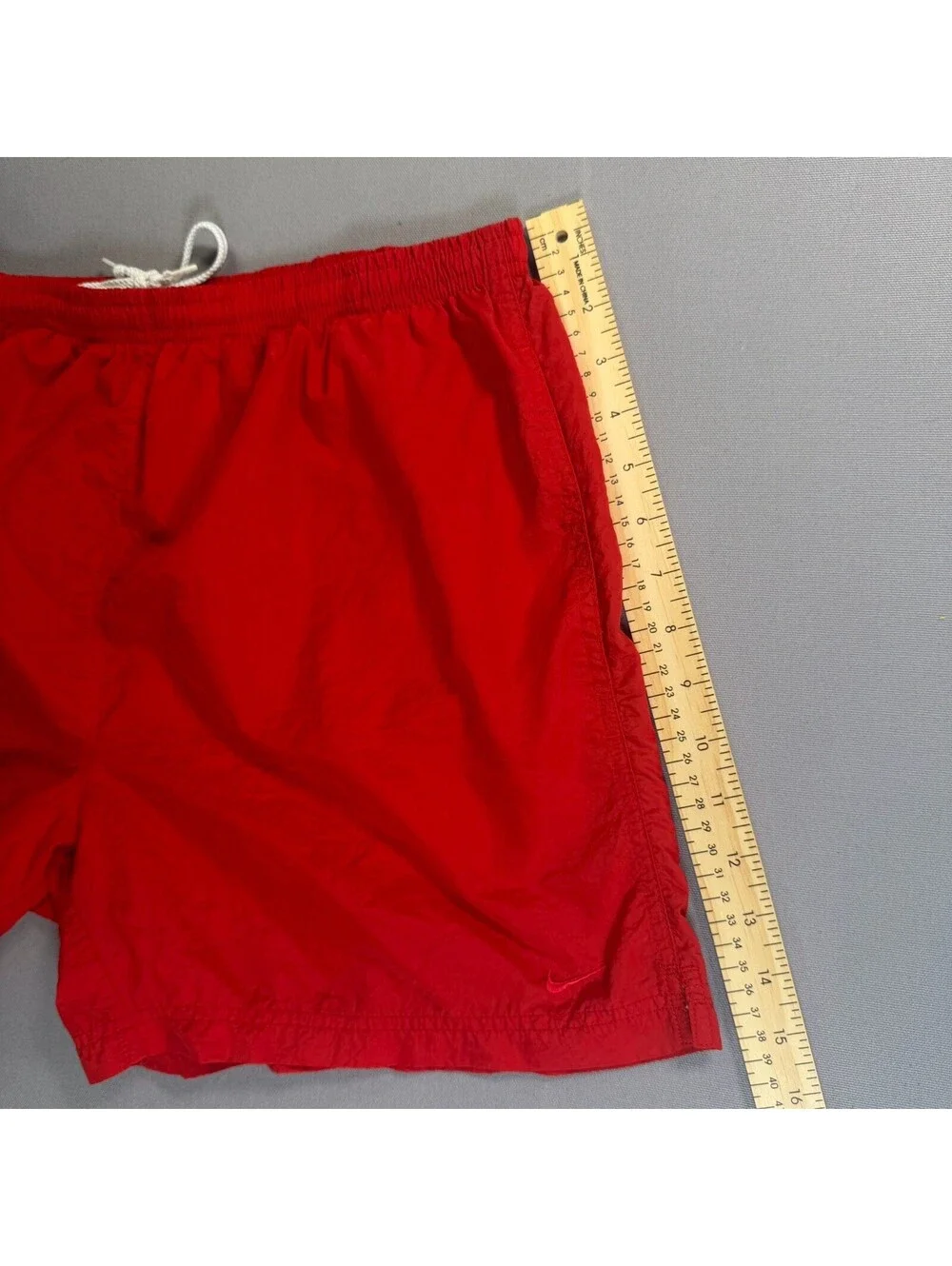 VTG 90s Nike Nylon Swim Trunks Red Drawstring Shorts Mens M EUC Y2K